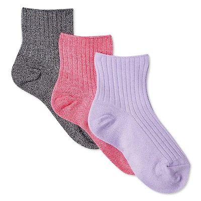 George Girls' Soft Anklet 3-Pack, Sizes 10-13 and 13-4