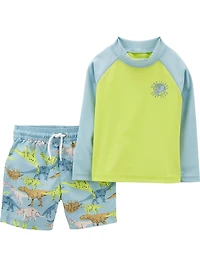 Carter's Child of Mine Ensemble de maillot de bain 2 pièces Rashguard pour bébés garçons - Dino