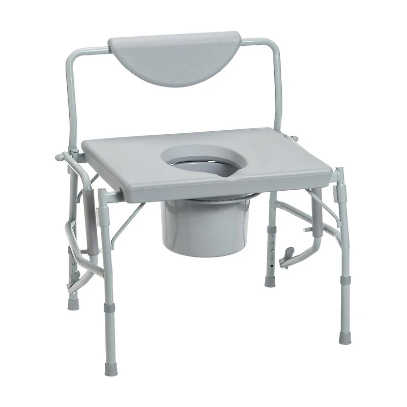 Drive Medical Gray Bariatric Drop Arm Bedside Commode Chair