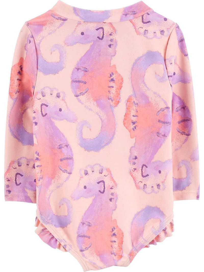 Carter's Child of Mine Baby Girls 1-piece Rashguard Swimsuit - Seahorse