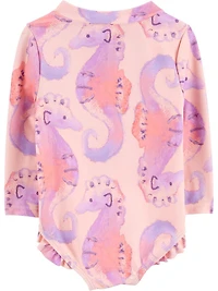 Carter's Child of Mine Baby Girls 1-piece Rashguard Swimsuit - Seahorse