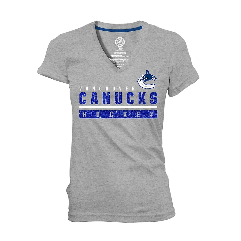 Tee shirt Femme Canucks col V gris