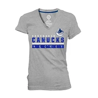 Tee shirt Femme Canucks col V gris