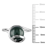 Bague tourbillon Miabella avec perles d’eau douce cultivées de Tahiti et accents de diamants en argent sterling