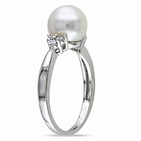 Bague Miabella avec perles d’eau douce cultivées et diamants 1/8CT poids total en argent sterling