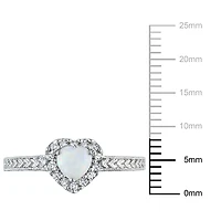 Bague coeur Miabella avec opale 1/3 CT PBT et diamants 1/7 CT poids total en argent sterling