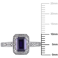 Bague auréole Miabella avec saphir synthétiques et accents de diamants en argent sterling