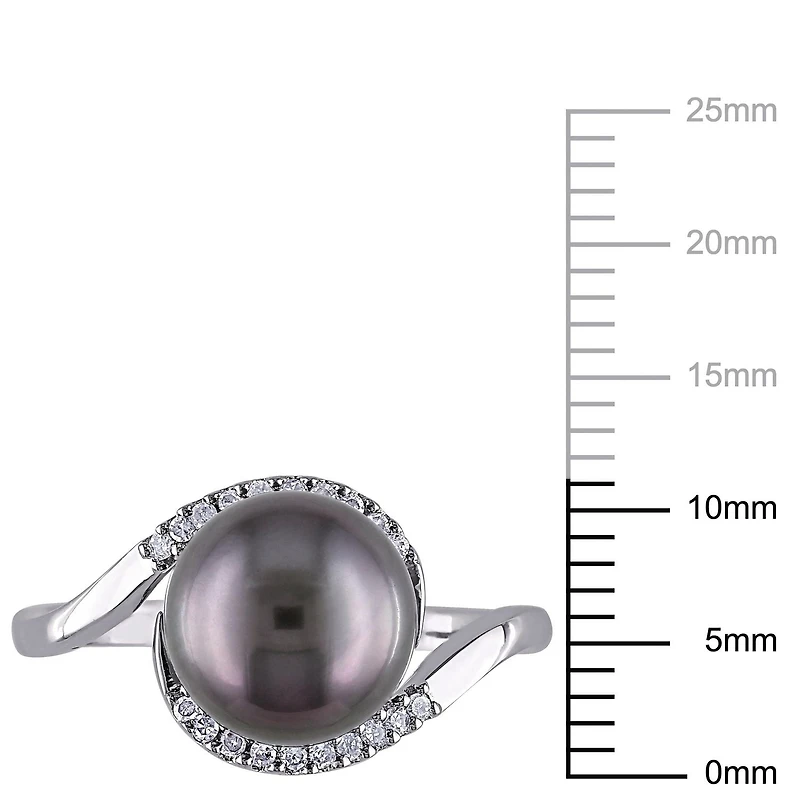 Bague bypass Miabella avec perles d’eau douce cultivées de Tahiti et accents de diamants en argent sterling