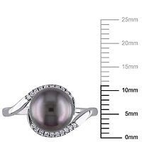 Bague bypass Miabella avec perles d’eau douce cultivées de Tahiti et accents de diamants en argent sterling