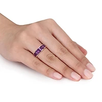 Miabella 2-1/3 Carat T.G.W. Amethyst Rose-Plated Sterling Silver Semi-Eternity Ring