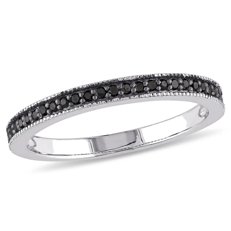 Miabella 1/8 Carat T.W. Black Diamond Sterling Silver Semi-Eternity Anniversary Ring