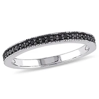 Miabella 1/8 Carat T.W. Black Diamond Sterling Silver Semi-Eternity Anniversary Ring