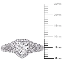 Miabella 1/5 Carat T.W. Diamond Sterling Silver Heart Halo Engagement Ring