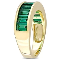 Bague semi-éternité Miabella avec émeraude synthétique 2-3/4 CT PBT en argent sterling plaqué au rhodium jaune