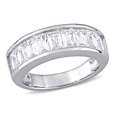 Miabella 2-3/4 Carat T.G.W Created White Sapphire Sterling Silver Semi-Eternity Ring