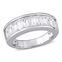 Miabella 2-3/4 Carat T.G.W Created White Sapphire Sterling Silver Semi-Eternity Ring