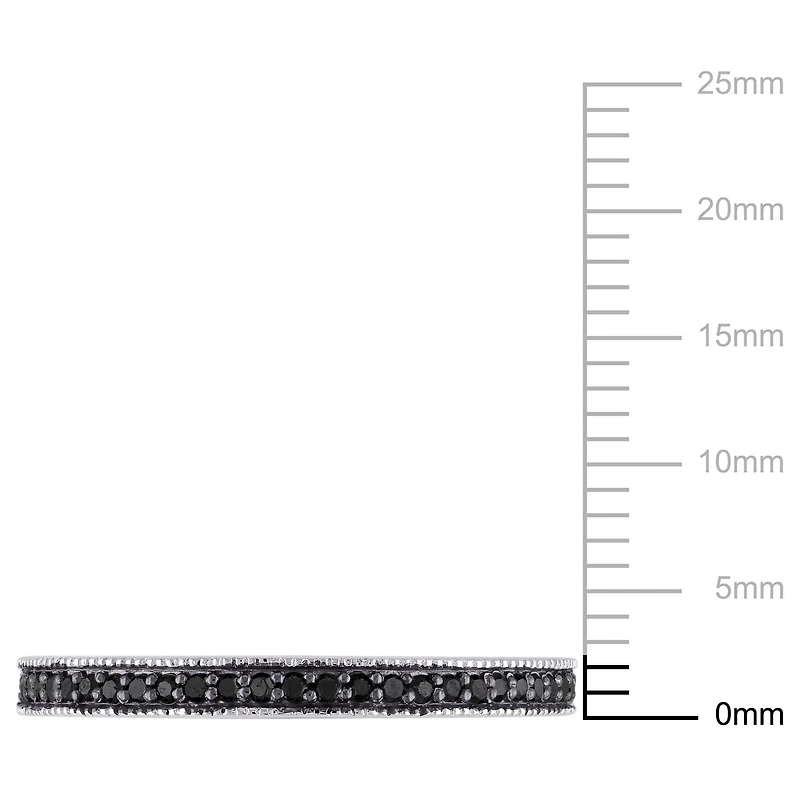 Miabella 1/8 Carat T.W. Black Diamond Sterling Silver Semi-Eternity Anniversary Ring