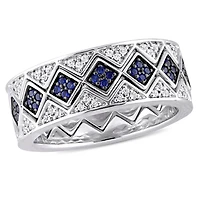 Ensemble 3-bagues Miabella avec saphir synthétique et saphir blanc synthétique en argent sterling