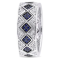 Ensemble 3-bagues Miabella avec saphir synthétique et saphir blanc synthétique en argent sterling