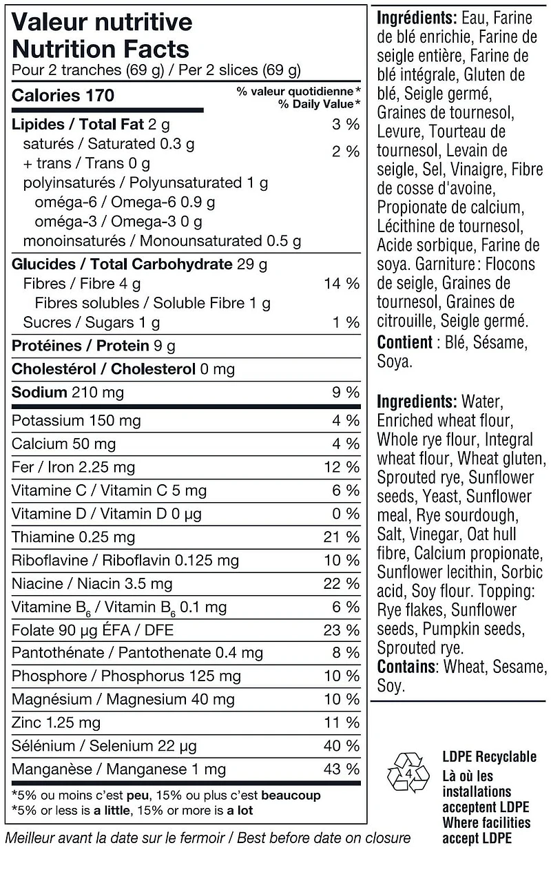 Les Grains St-Méthode Gourmet Seeds Bread, 550 g