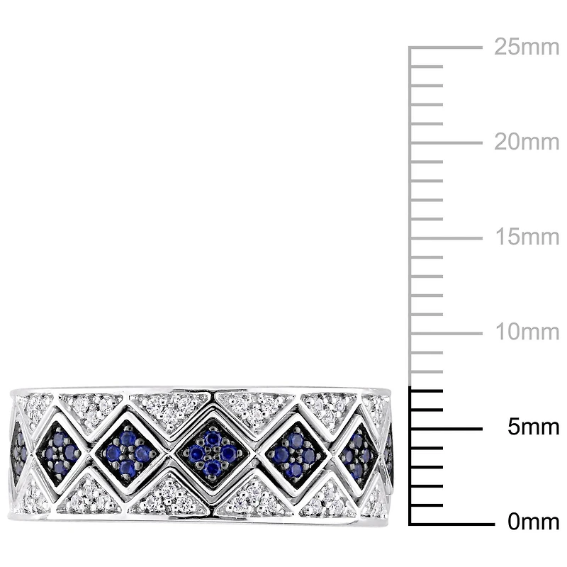 Ensemble 3-bagues Miabella avec saphir synthétique et saphir blanc synthétique en argent sterling