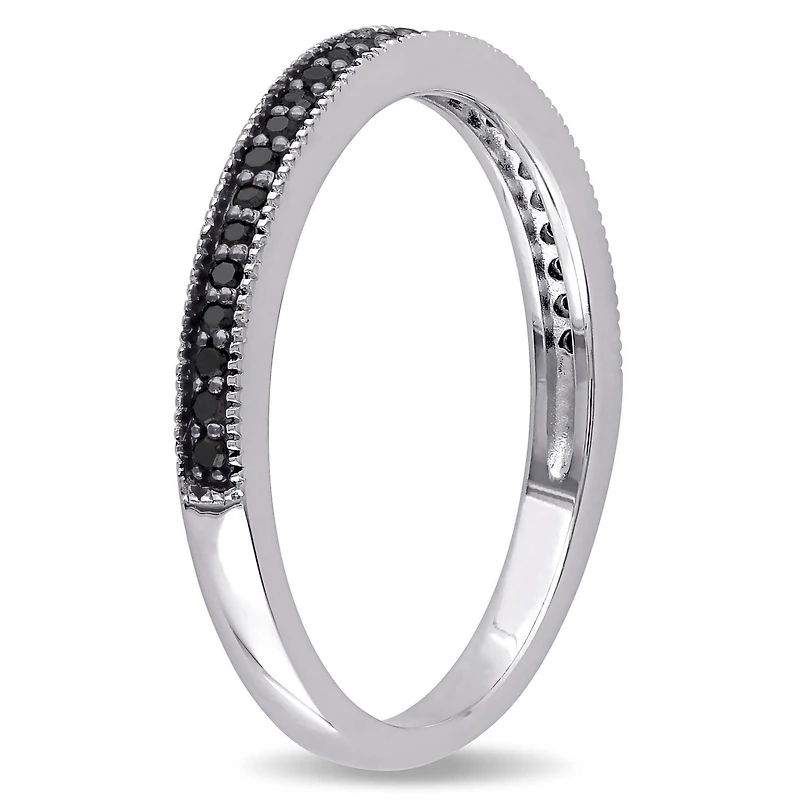 Miabella 1/8 Carat T.W. Black Diamond Sterling Silver Semi-Eternity Anniversary Ring