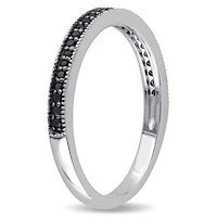 Miabella 1/8 Carat T.W. Black Diamond Sterling Silver Semi-Eternity Anniversary Ring