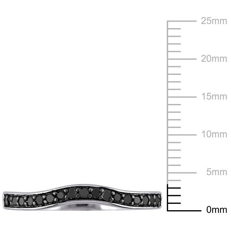 Bague incurvée d’anniversaire de mariage Miabella avec diamants noirs 1/5 CT poids total en argent sterling