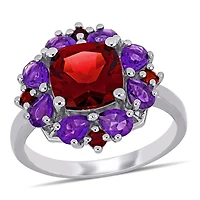 Bague florale Miabella avec grenat 4-2/5 CT PBT et améthyste en argent sterling