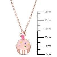 Cutie Pie Rose Rhodium-Plated Sterling Silver Children's Cupcake Pendant