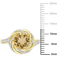 Miabella Citrine, White Topaz and Diamond-Accent Yellow-Plated Sterling Silver Swirl Ring