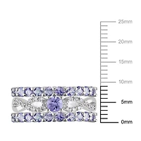 Miabella Tanzanite and 1/10 Carat T.W. Diamond Sterling Silver Infinity Semi-Eternity 3-Piece Ring Set