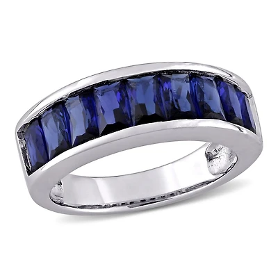 Bague semi-éternité Miabella avec saphir synthétique 2-3/4 CT PBT en argent sterling