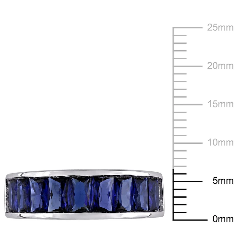 Bague semi-éternité Miabella avec saphir synthétique 2-3/4 CT PBT en argent sterling