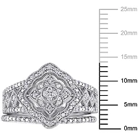 Ensemble nuptial auréole rétro Miabella avec diamants 1/4 CT poids total en argent sterling