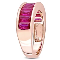 Miabella 2-3/4 Carat T.G.W. Created Ruby Rose-Plated Sterling Silver Semi-Eternity Ring