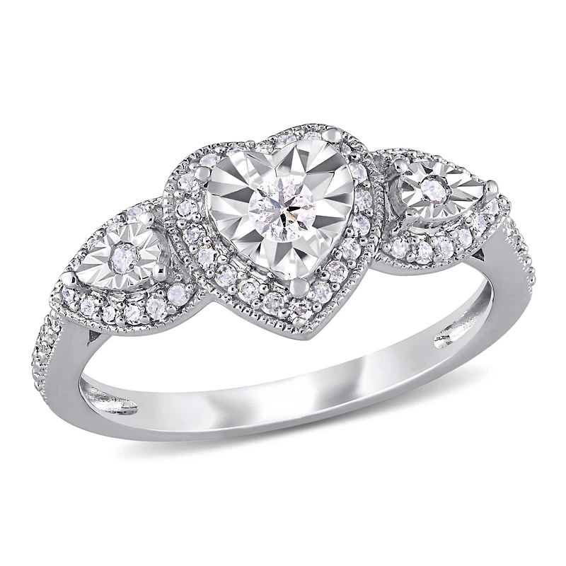 Miabella 1/3 Carat T.W. Diamond Sterling Silver Heart Engagement Ring