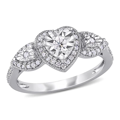 Miabella 1/3 Carat T.W. Diamond Sterling Silver Heart Engagement Ring