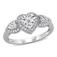 Miabella 1/3 Carat T.W. Diamond Sterling Silver Heart Engagement Ring