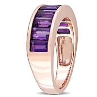 Miabella 2-1/3 Carat T.G.W. Amethyst Rose-Plated Sterling Silver Semi-Eternity Ring