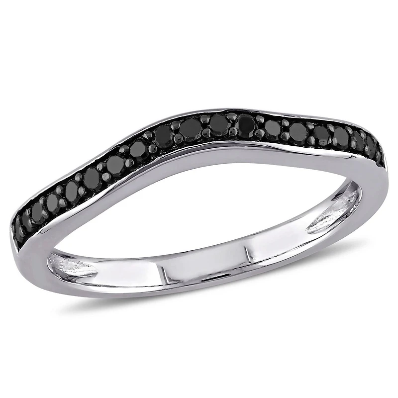 Miabella 1/5 Carat T.W. Black Diamond Sterling Silver Curved Wedding Anniversary Ring