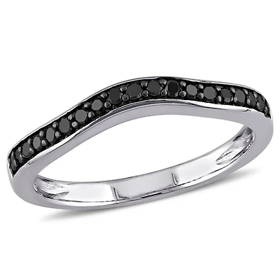 Miabella 1/5 Carat T.W. Black Diamond Sterling Silver Curved Wedding Anniversary Ring