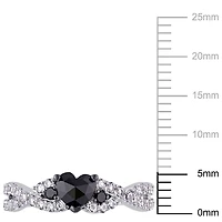 Asteria 3/5 Carat T.W. Black Diamond and 5/8 Carat T.G.W. Created White Sapphire Sterling Silver Heart Engagement Ring