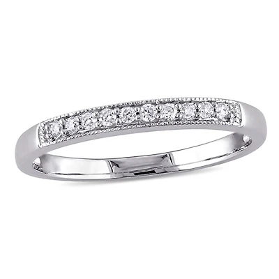 Miabella 1/10 Carat T.W. Diamond 10 K White Gold Vintage Wedding Band