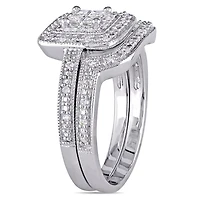 Ensemble nuptial Miabella avec diamants ronds et de coupe princesse 1/3 CT poids total en argent sterling