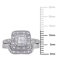 Miabella 1/3 Carat T.W. Princess And Round Diamond Sterling Silver Bridal Set