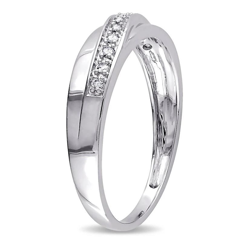 Bague Miabella pour hommes avec diamants 1/10 CT point total en or blanc 10k