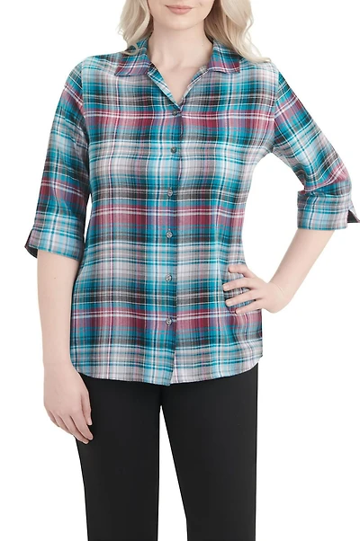 Alia Women's 3/4 Sleeve Button Front Shirt