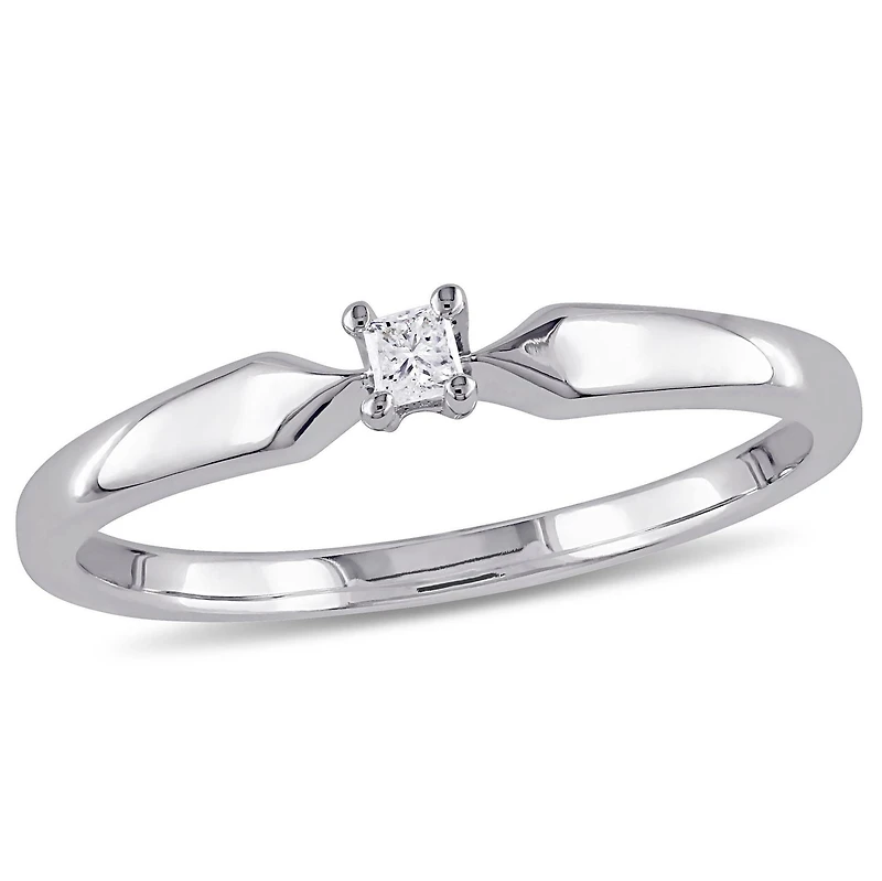 Miabella Princess-Cut Diamond-Accent Sterling Silver Solitaire Ring