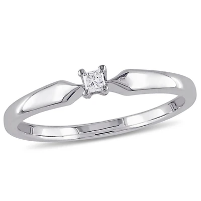 Miabella Princess-Cut Diamond-Accent Sterling Silver Solitaire Ring